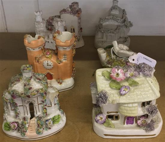 Staffordshire castle spill vase and other 19th century items